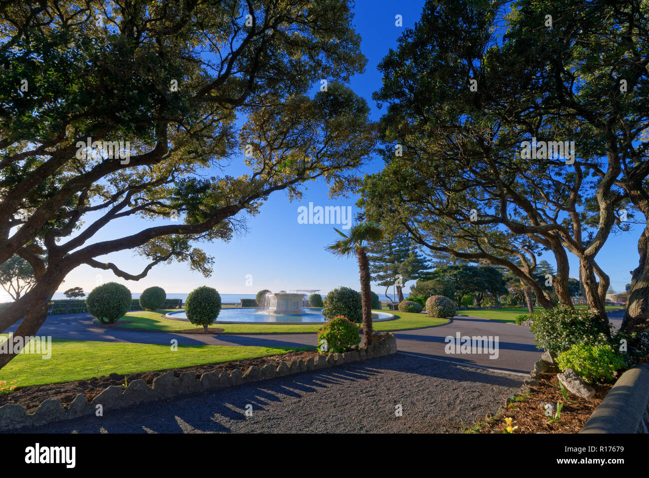 Beachfront park in the town of Napier, New Zealand Stock Photo