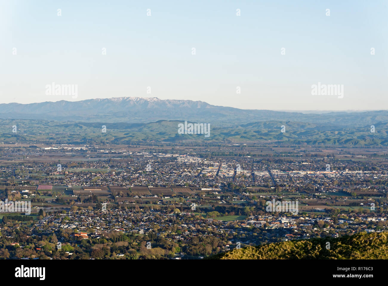 Hastings,  Hawkes Bay aerial view, New Zealand Stock Photo