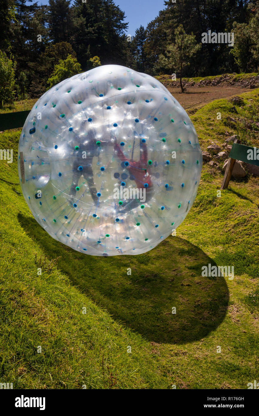 The Zorb ball activity at Zirahuen Forest and Resort in Michoacan, Mexico. Stock Photo