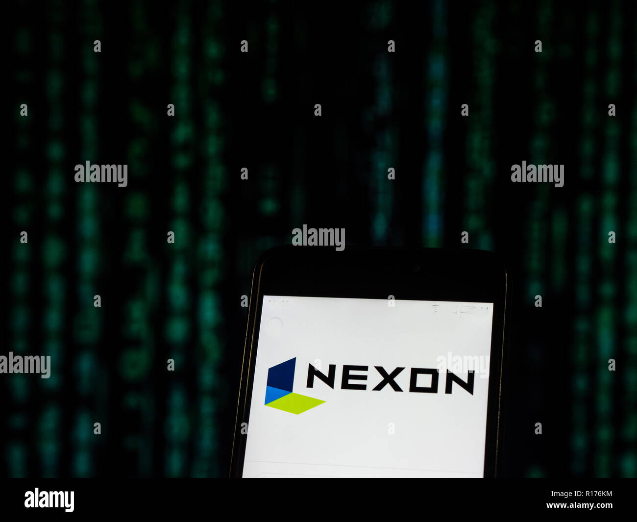 Berdyansk, Ukraine - 15 May 2019: NEXON Website Homepage. NEXON Logo  Visible on the Phone Screen Editorial Photography - Image of application,  market: 149899447