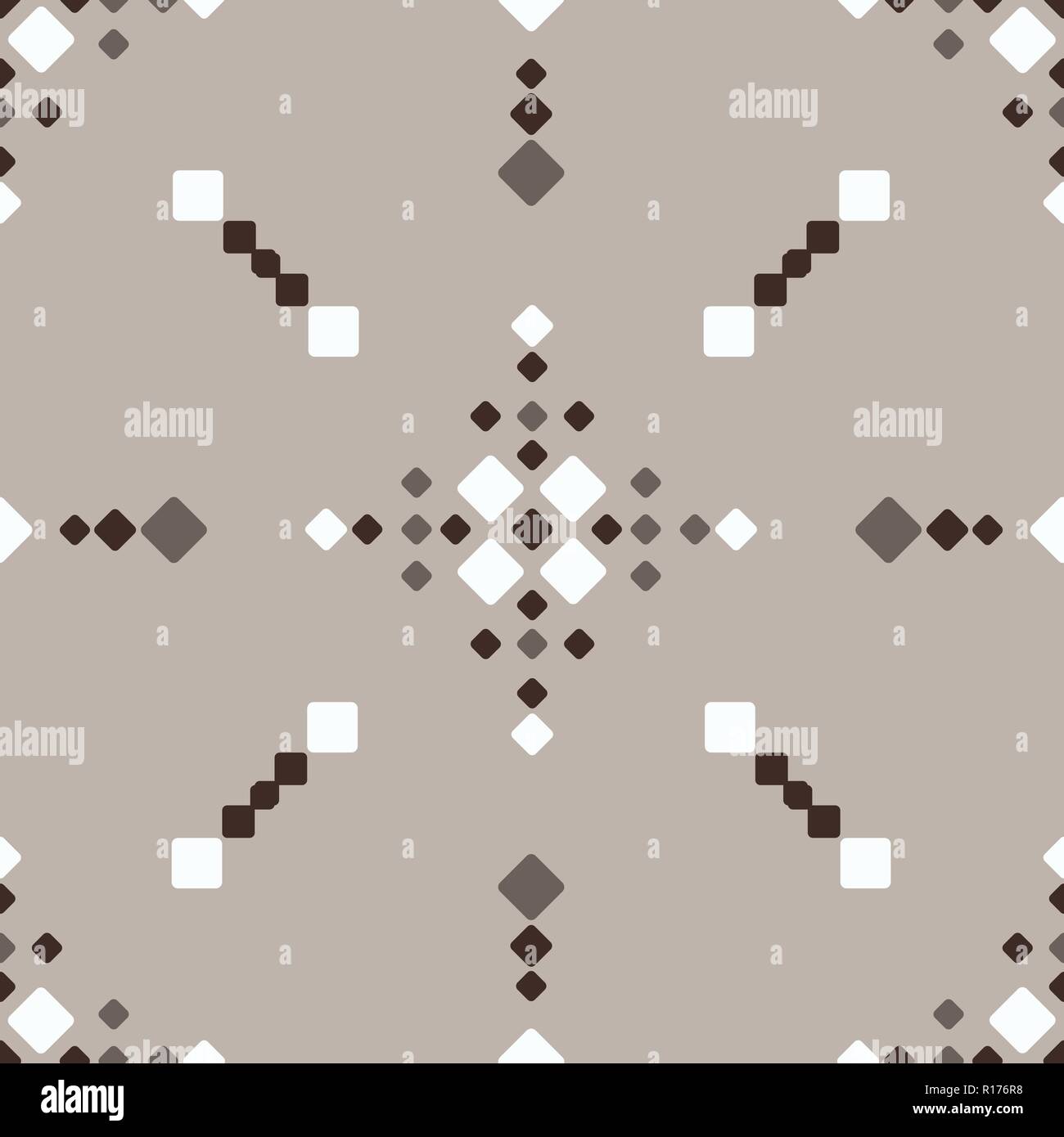 Large scale Fair Isle knitting style brown beige white vector seamless abstract Christmas pattern Stock Vector
