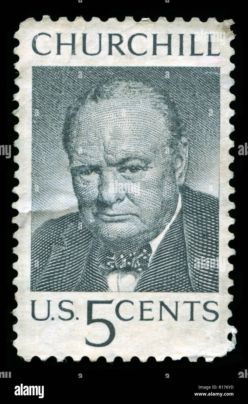 Postmarked stamp from United States of America (USA) in the Sir Winston Churchill Commemoration series, 1965 Stock Photo