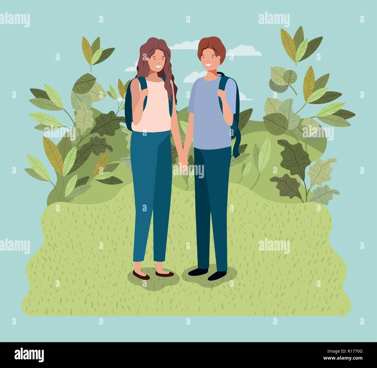 young couple on the park characters Stock Vector Image & Art - Alamy