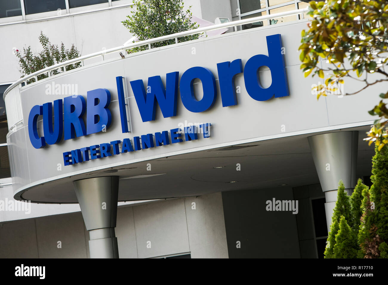 A logo sign outside of the headquarters of Curb Records and Word