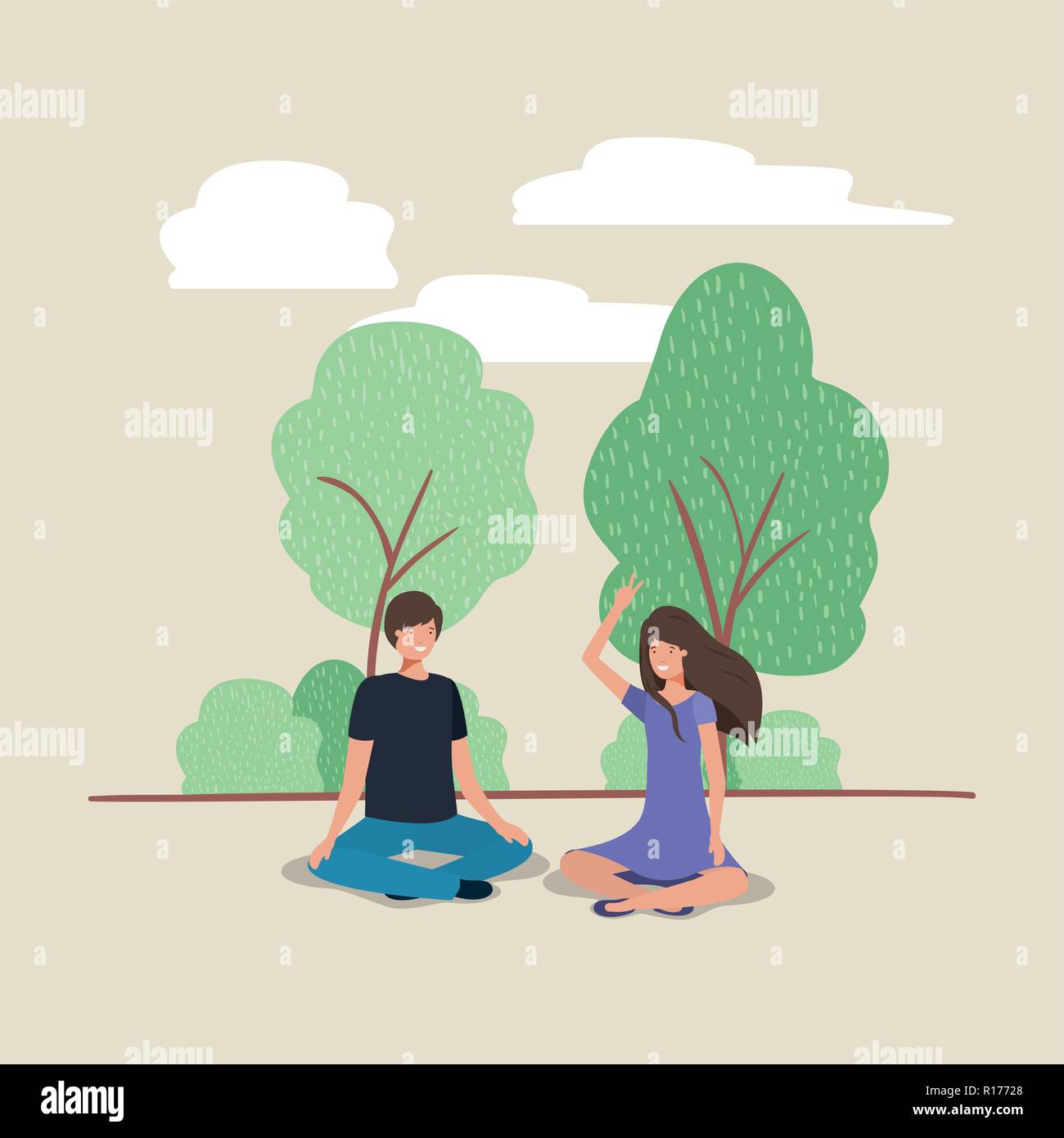 young couple on the park characters Stock Vector Image & Art - Alamy