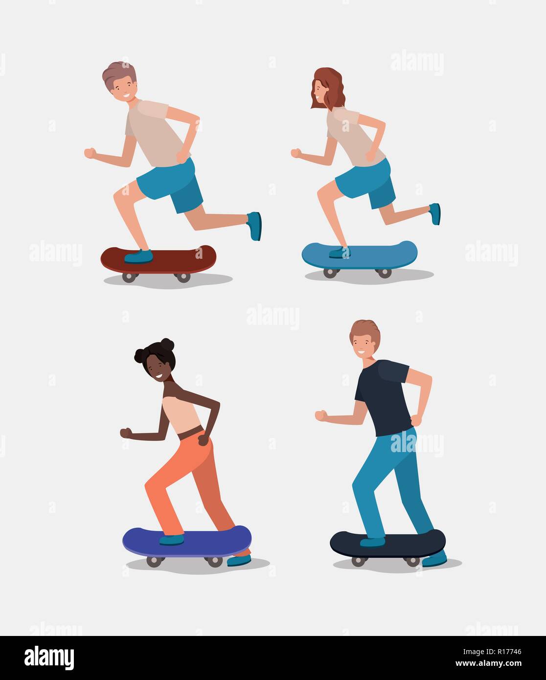 Male student skateboard Stock Vector Images - Alamy