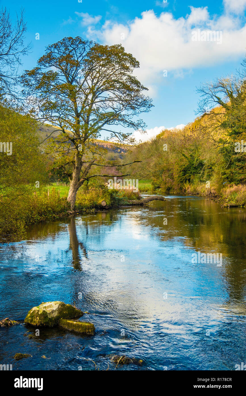 The river Wye in Monsal Dale. Stock Photo