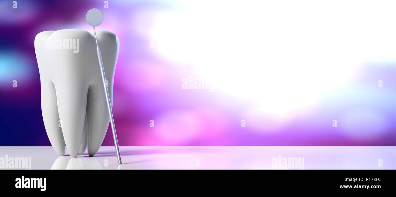 Teeth Health Dentristy Concept Dentist Mirror And A Tooth Model