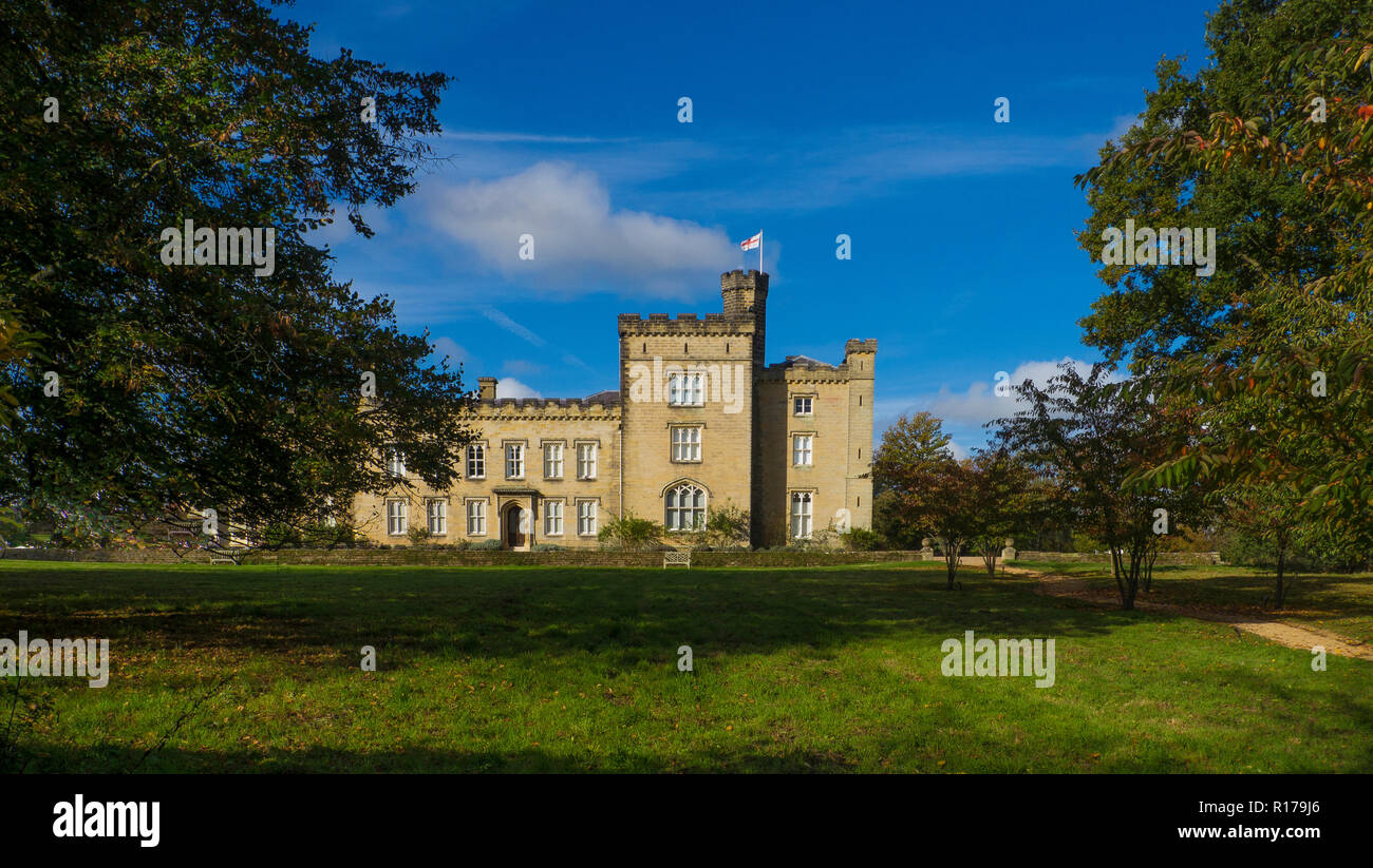 Chiddingstone Castle is situated in the village of Chiddingstone, near Edenbridge, Kent, England.From the early 16th century to the end of the 19th ce Stock Photo
