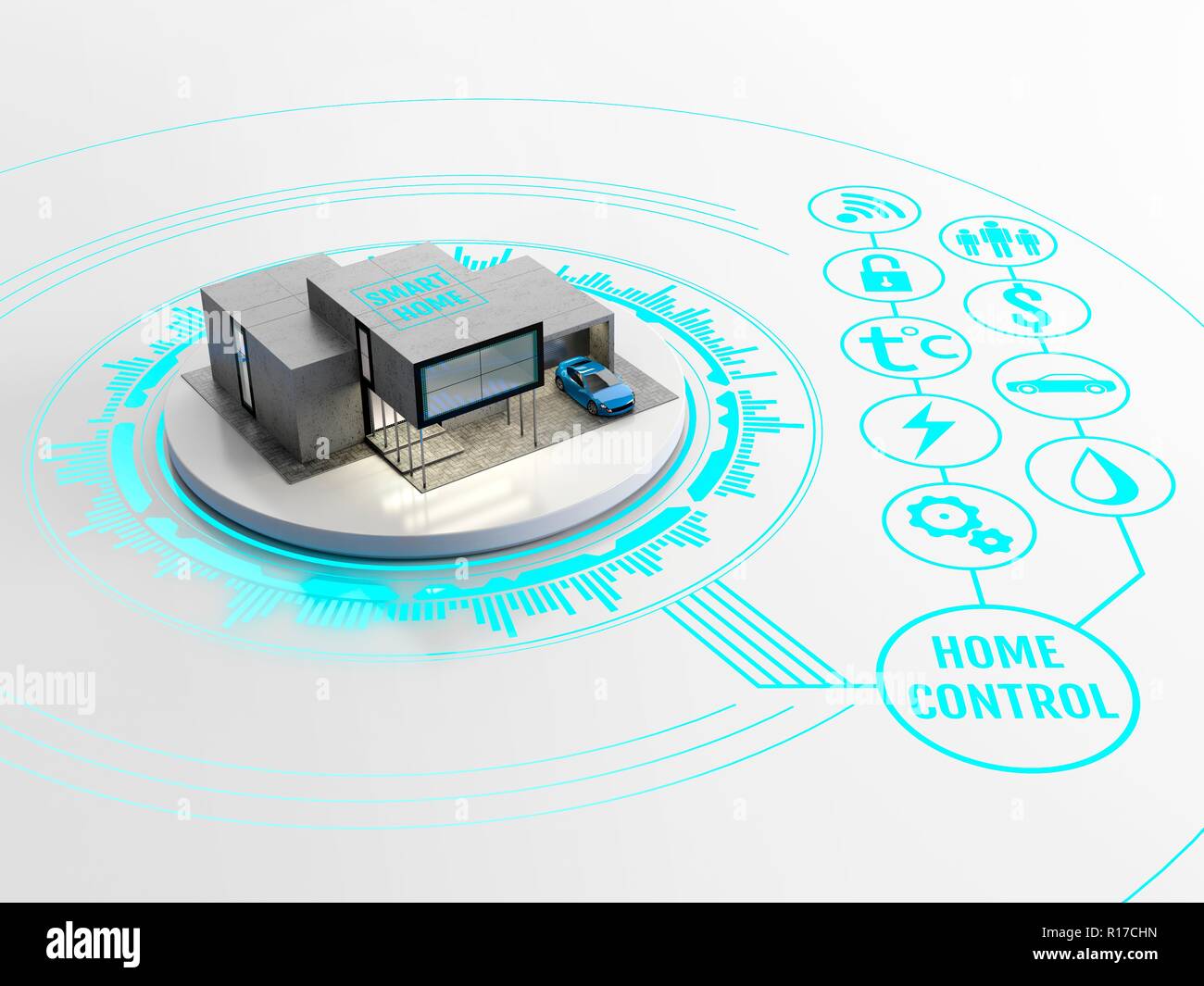 Concept of smart home or internet of things technology. Scale model of ...