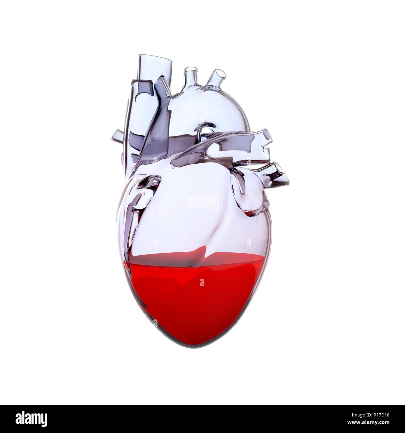 A blood donation bag shaped as a anatomical heart. 3D illustration