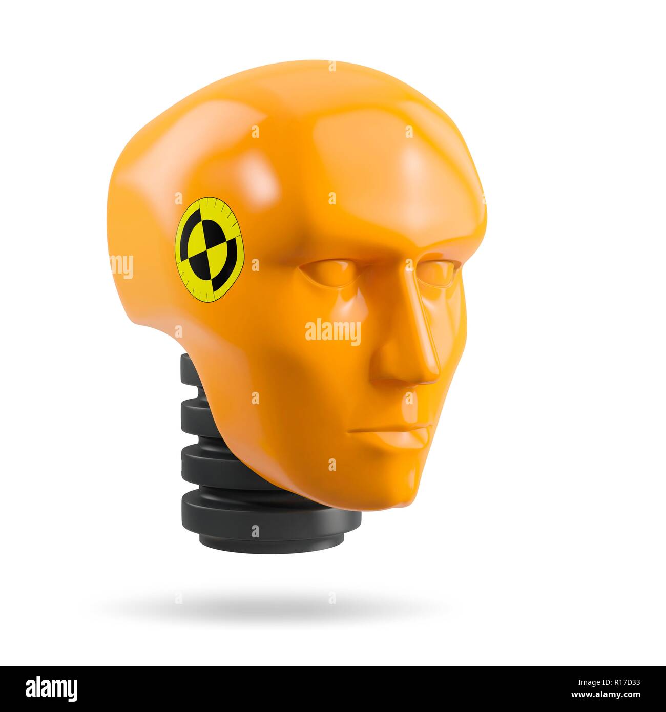 Head of a crash test dummy, isolated on white background Stock Photo