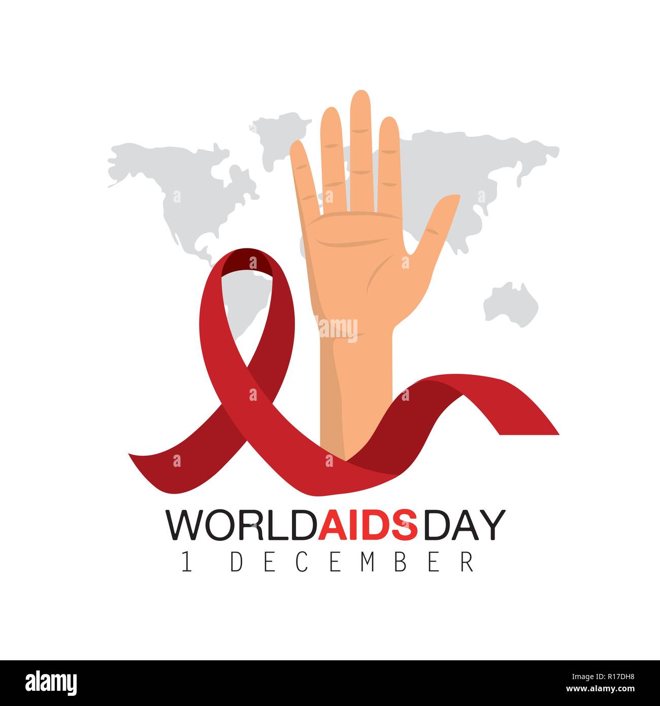 Hand ribbon world aids Stock Vector Images - Alamy