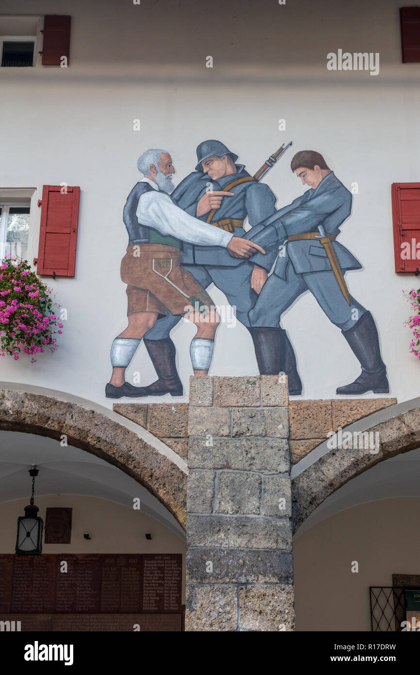 War memorial on Schlossplatz square in Berchtesgaden, Germany Stock Photo