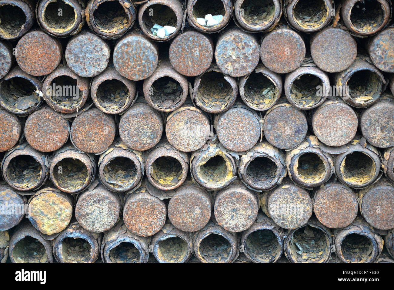 Shrapnel shells, Hill 62 Museum, Sanctuary Wood, near Ypres (leper), Belgium Stock Photo