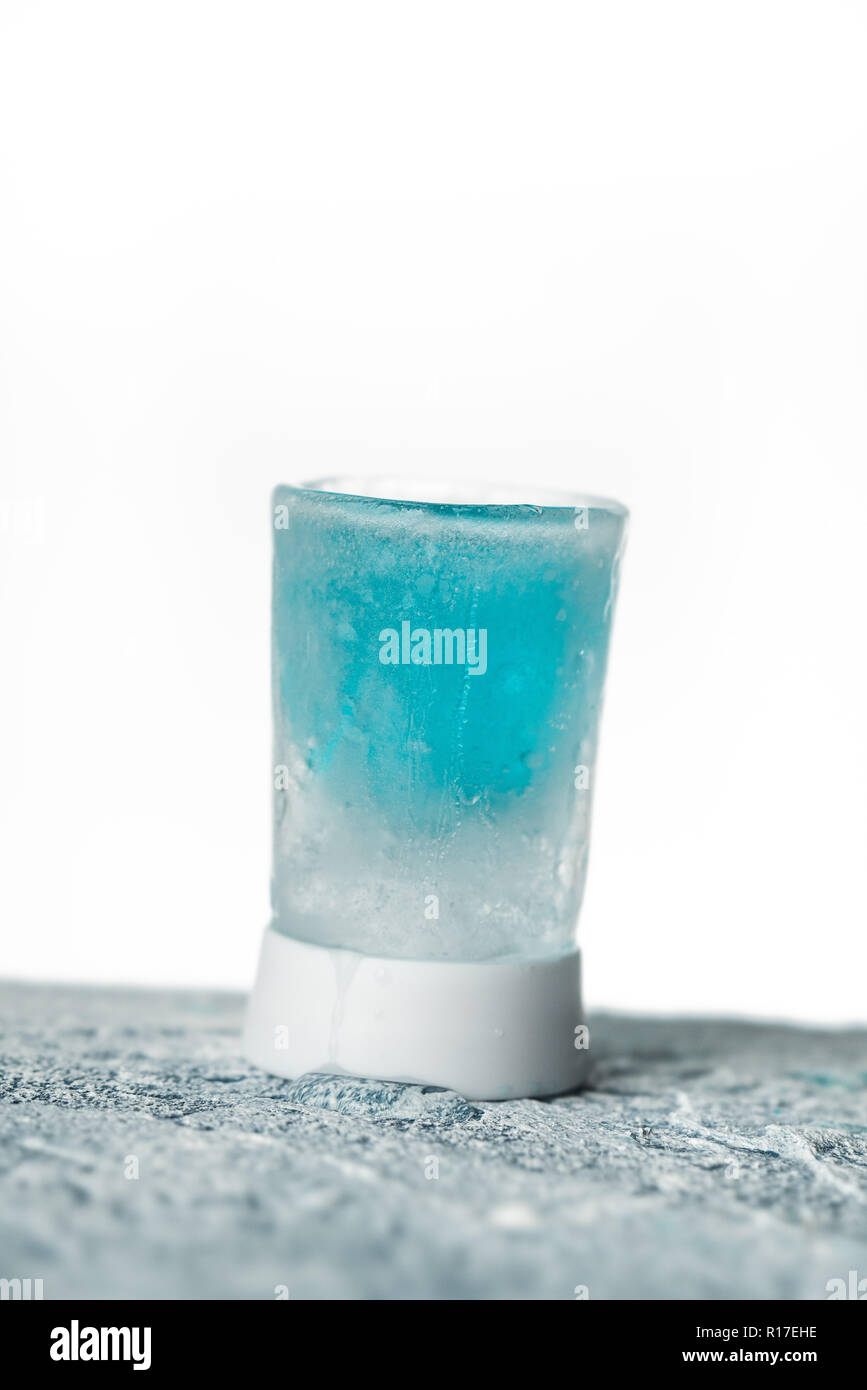 Ice Shot with blue alcohol Stock Photo Alamy