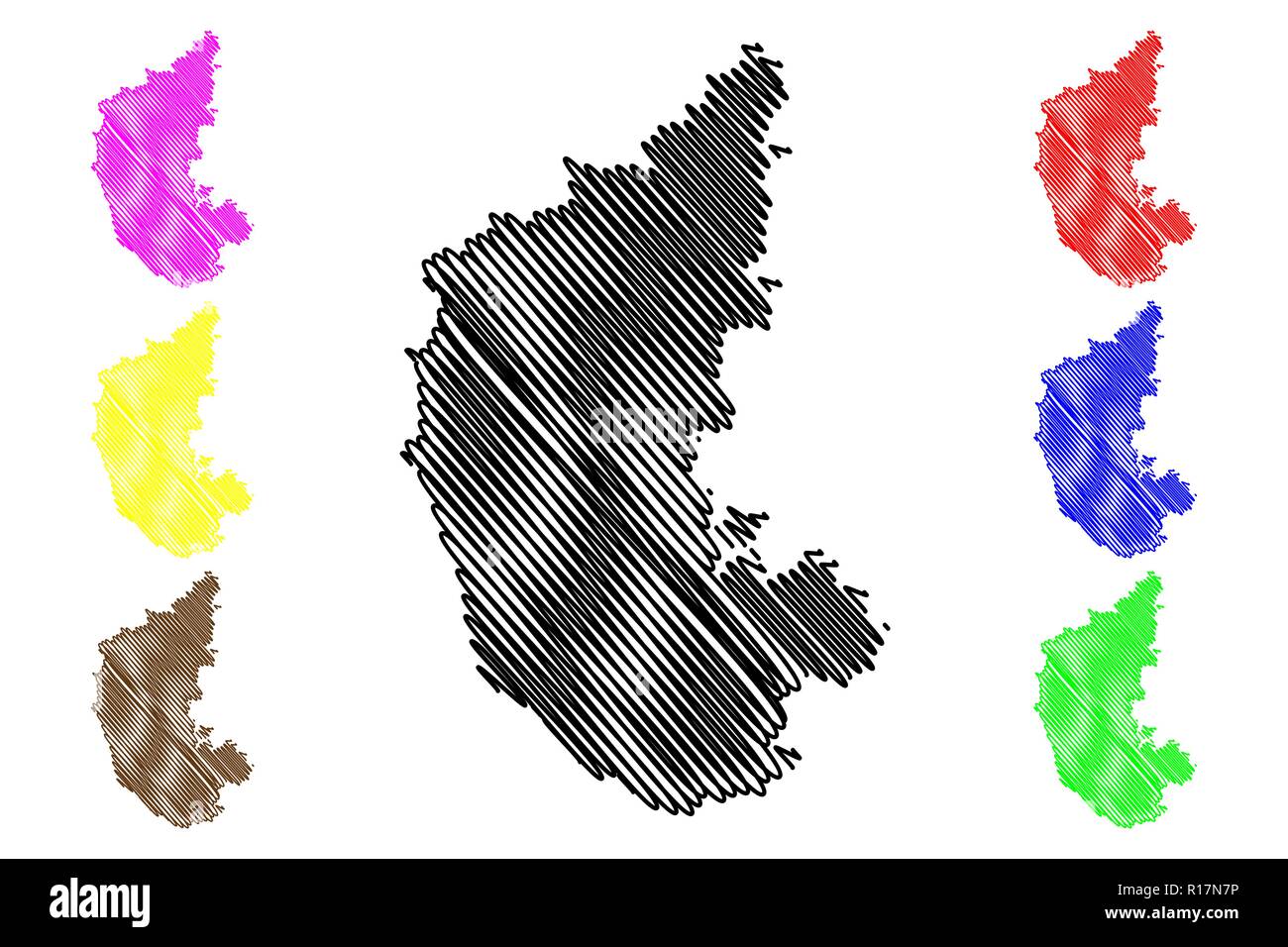 Karnataka (States and union territories of India, Federated states, Republic of India) map vector illustration, scribble sketch Karnataka state map Stock Vector