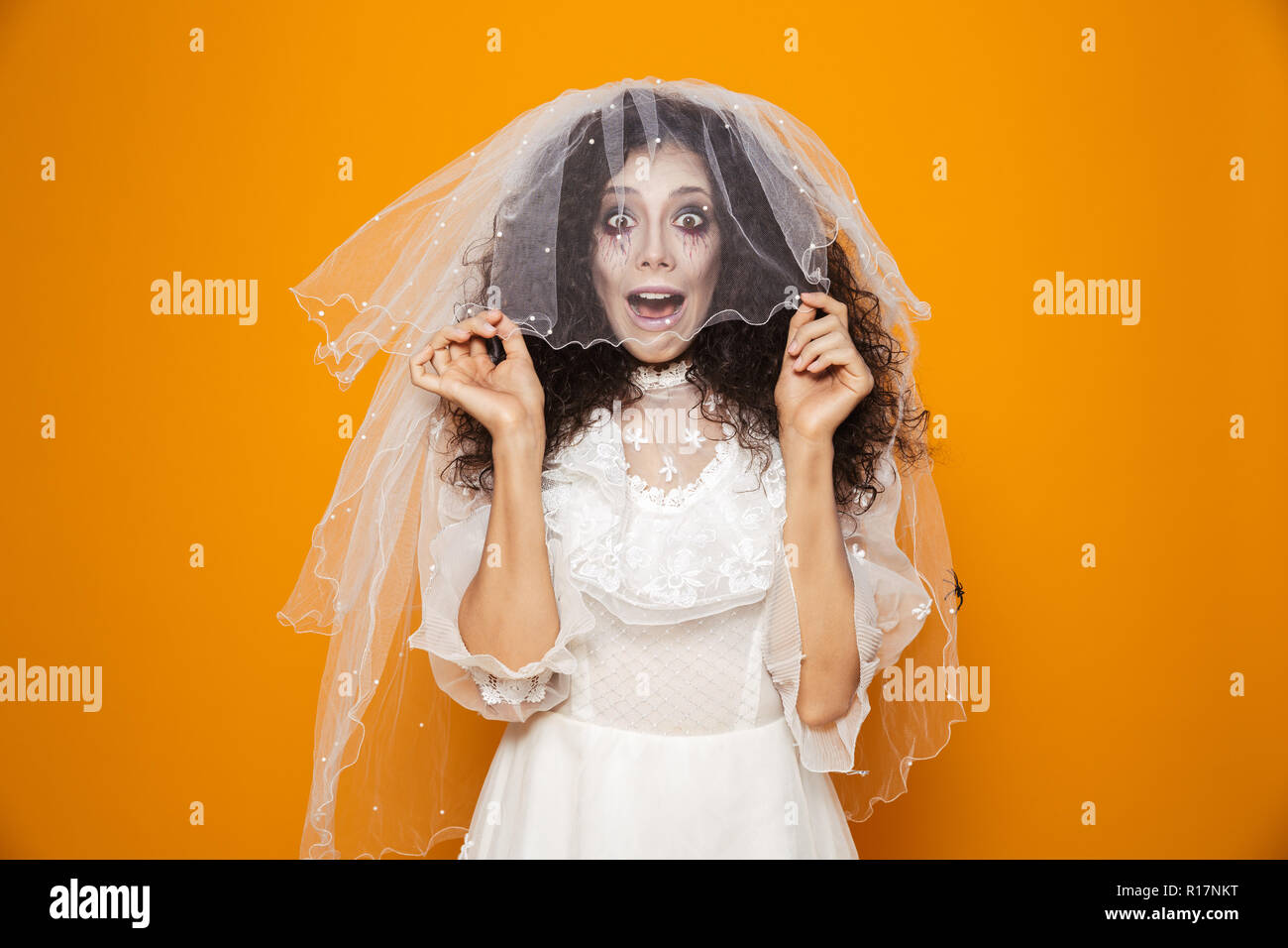 Photo Of Horrific Woman On Halloween Wearing Wedding Dress And