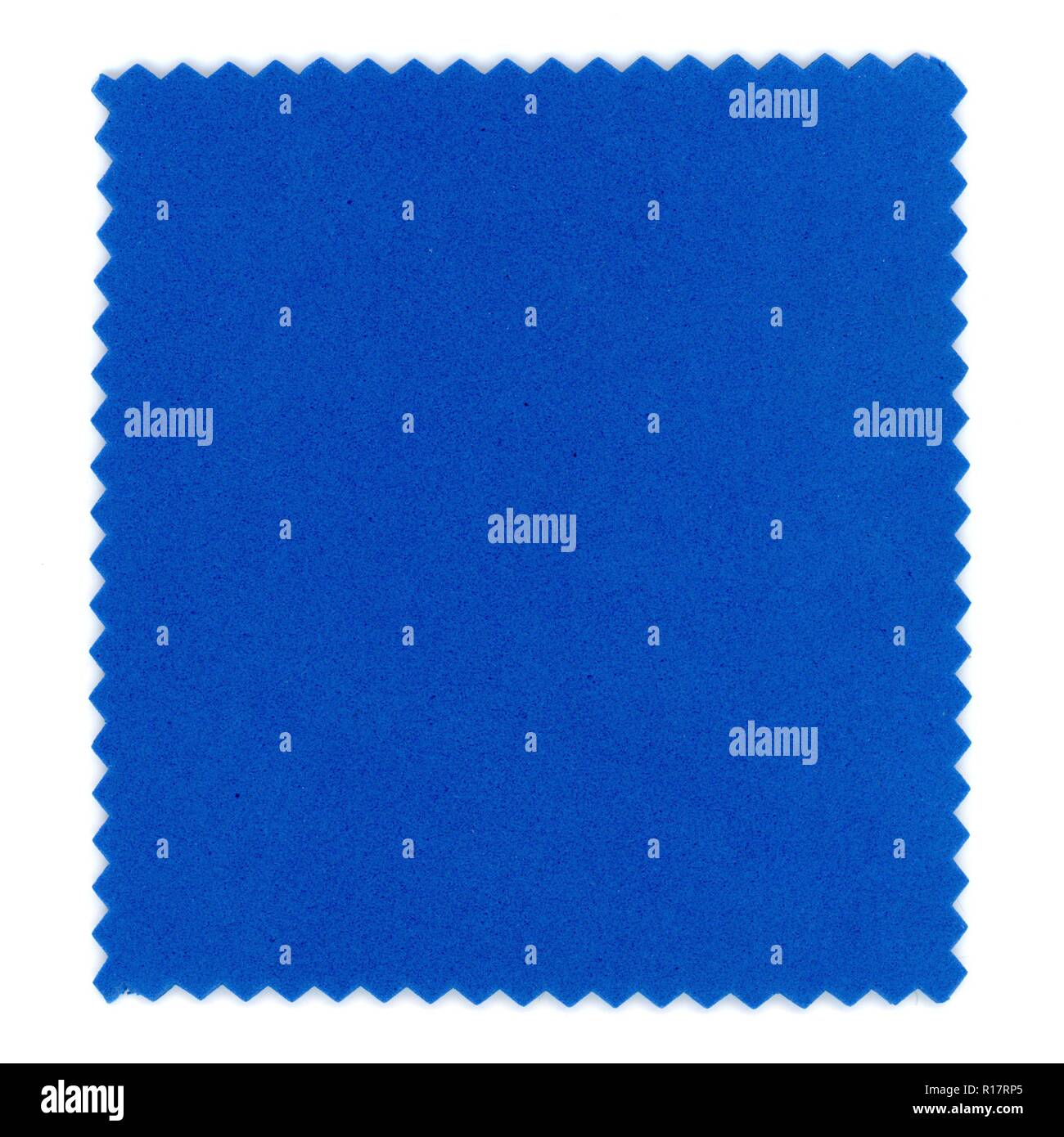 blue silicone rubber sample over white background with zig zag border Stock Photo