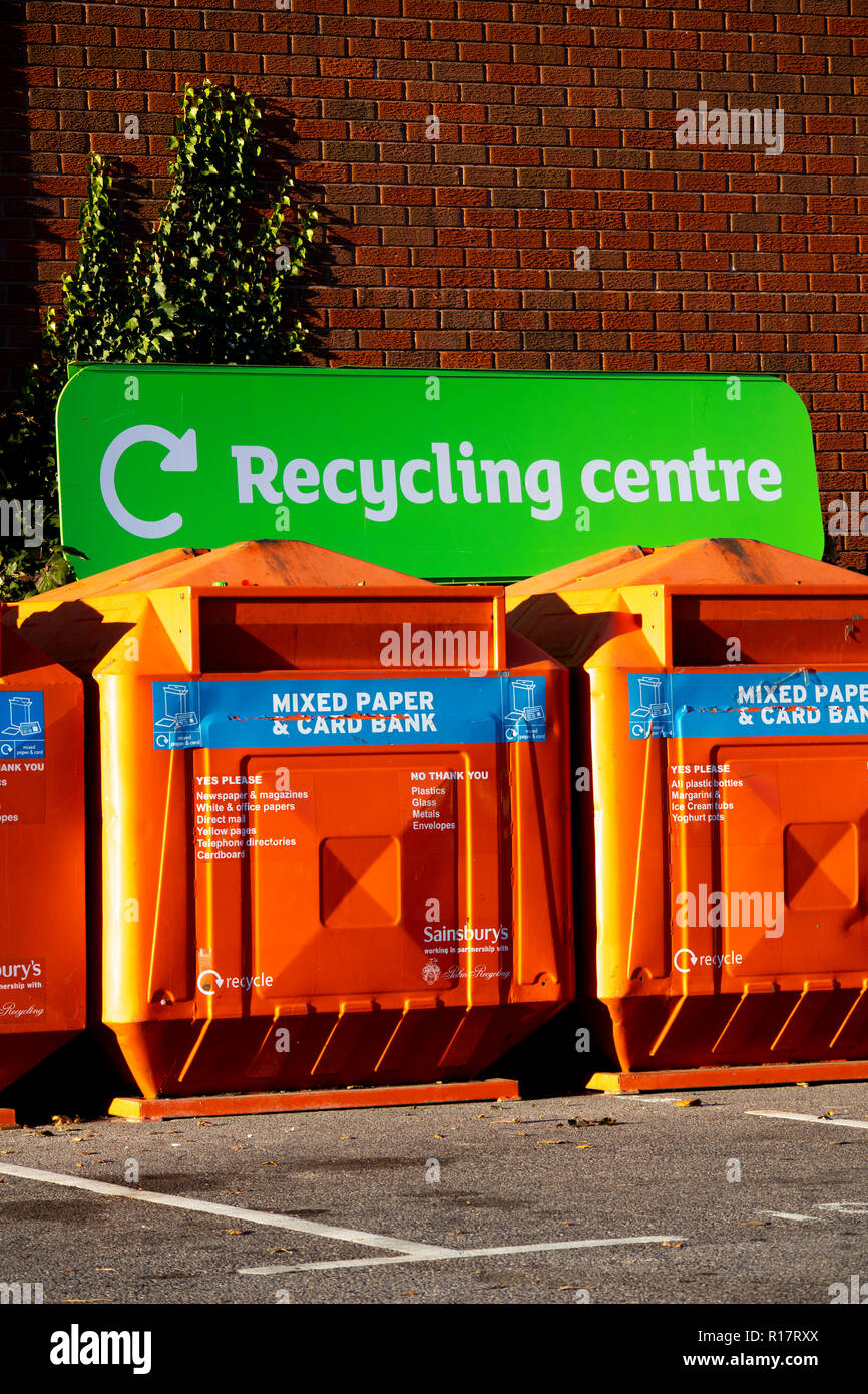 general public recycling centre bin facilities located in Sainsburys