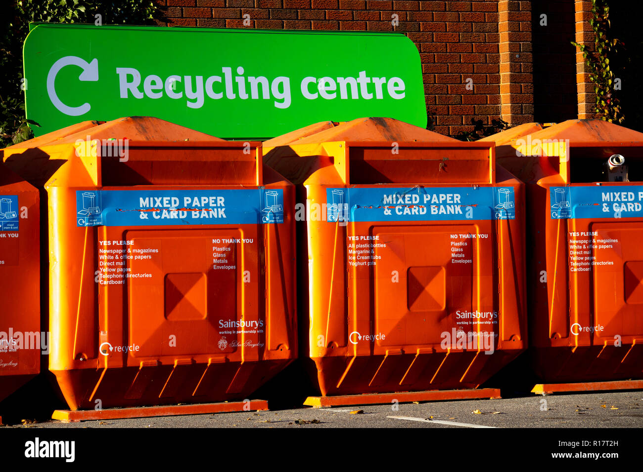 general public recycling centre bin facilities located in Sainsburys