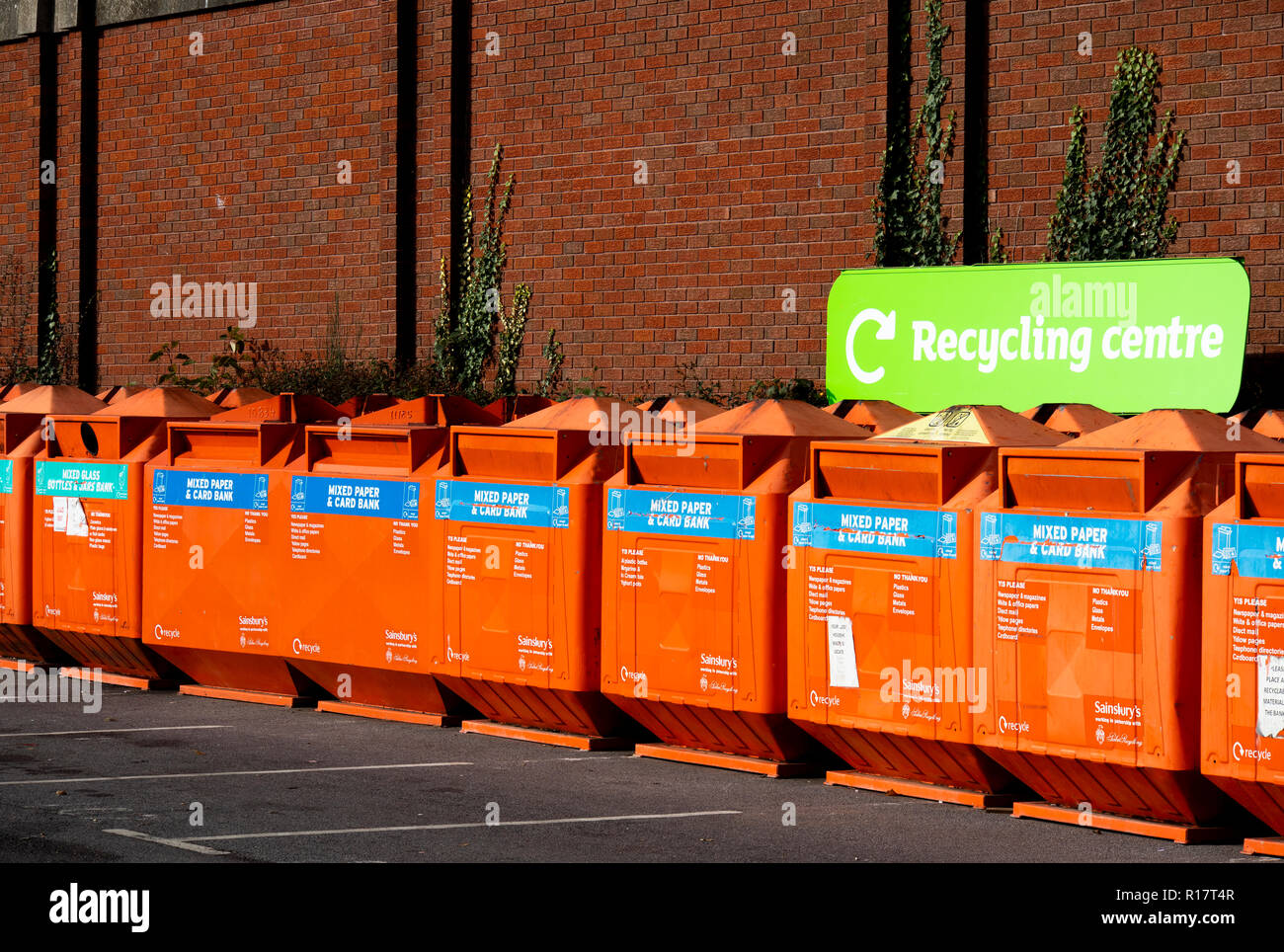 general public recycling centre bin facilities located in Sainsburys