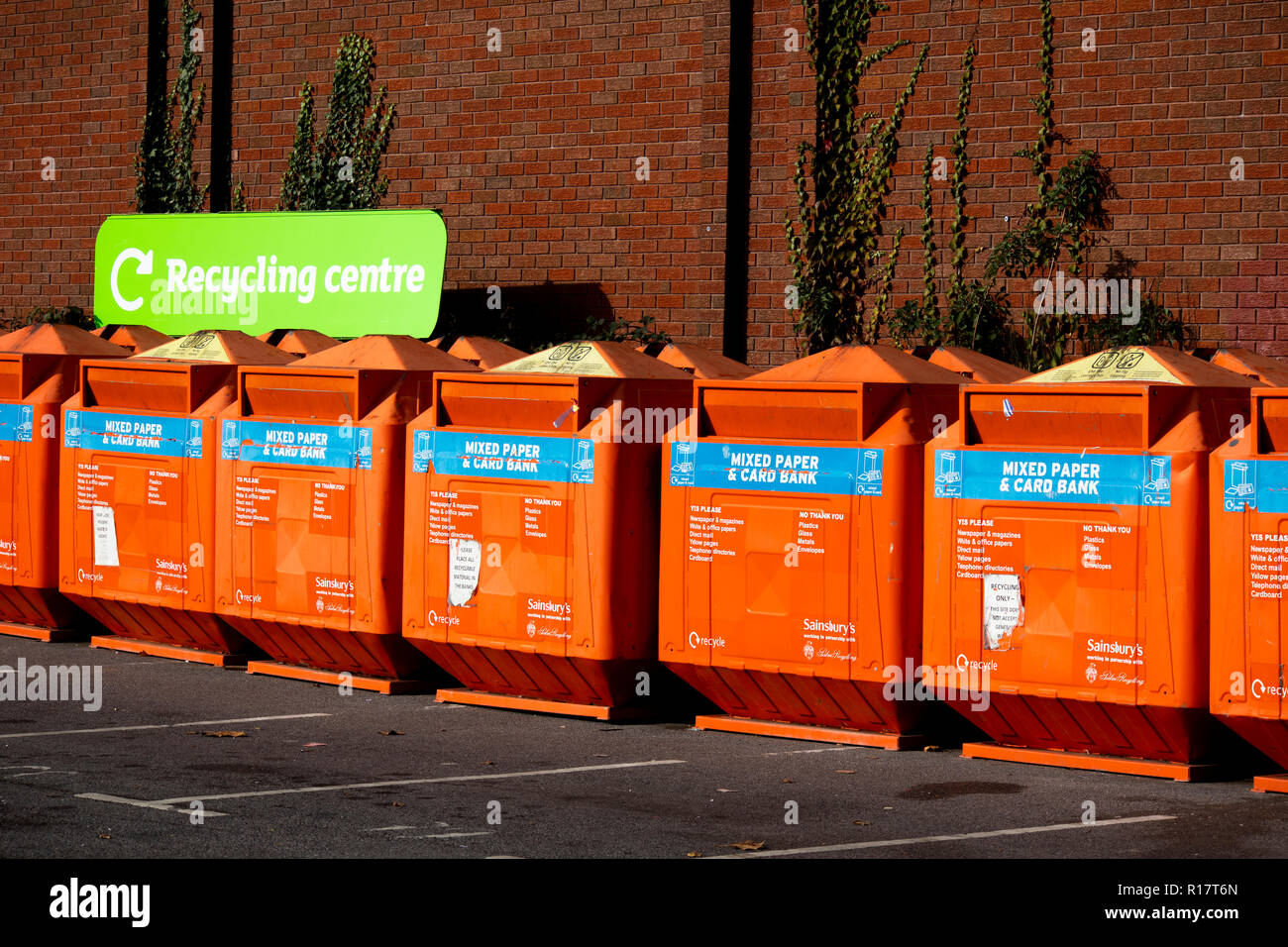 general public recycling centre bin facilities located in Sainsburys