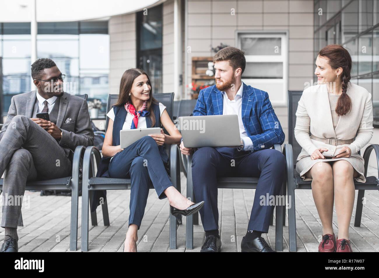Group of happy diverse male and female business people team in formal ...