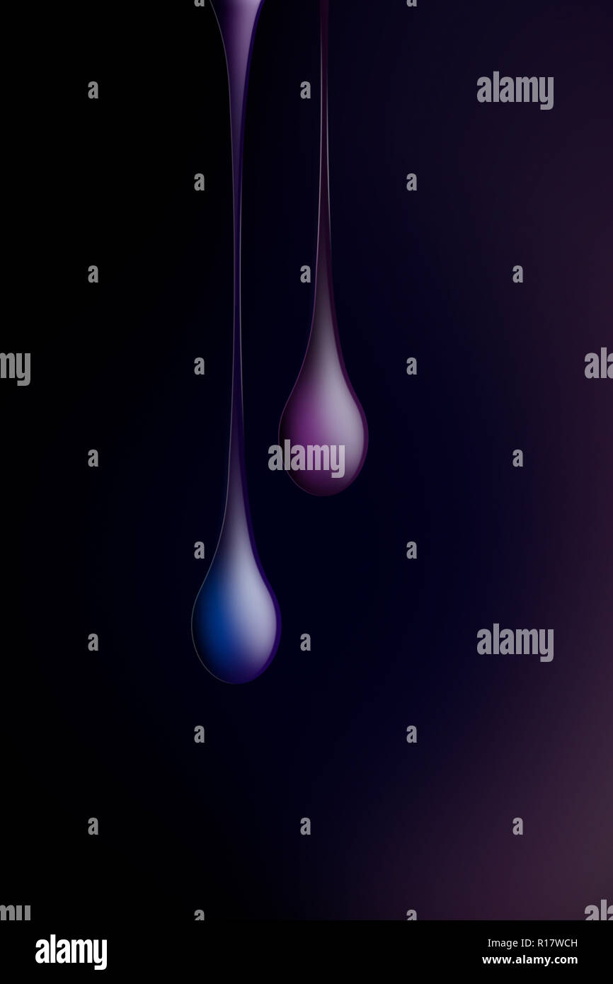 Pod like hanging shapes on purple background, digital image Stock Photo