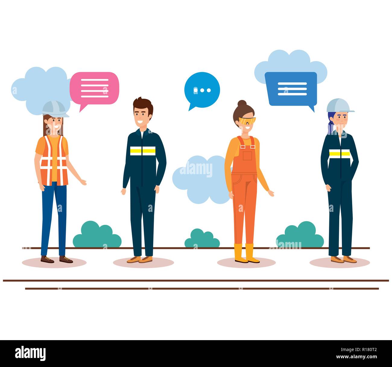 group of workers talking characters vector illustration design Stock Vector