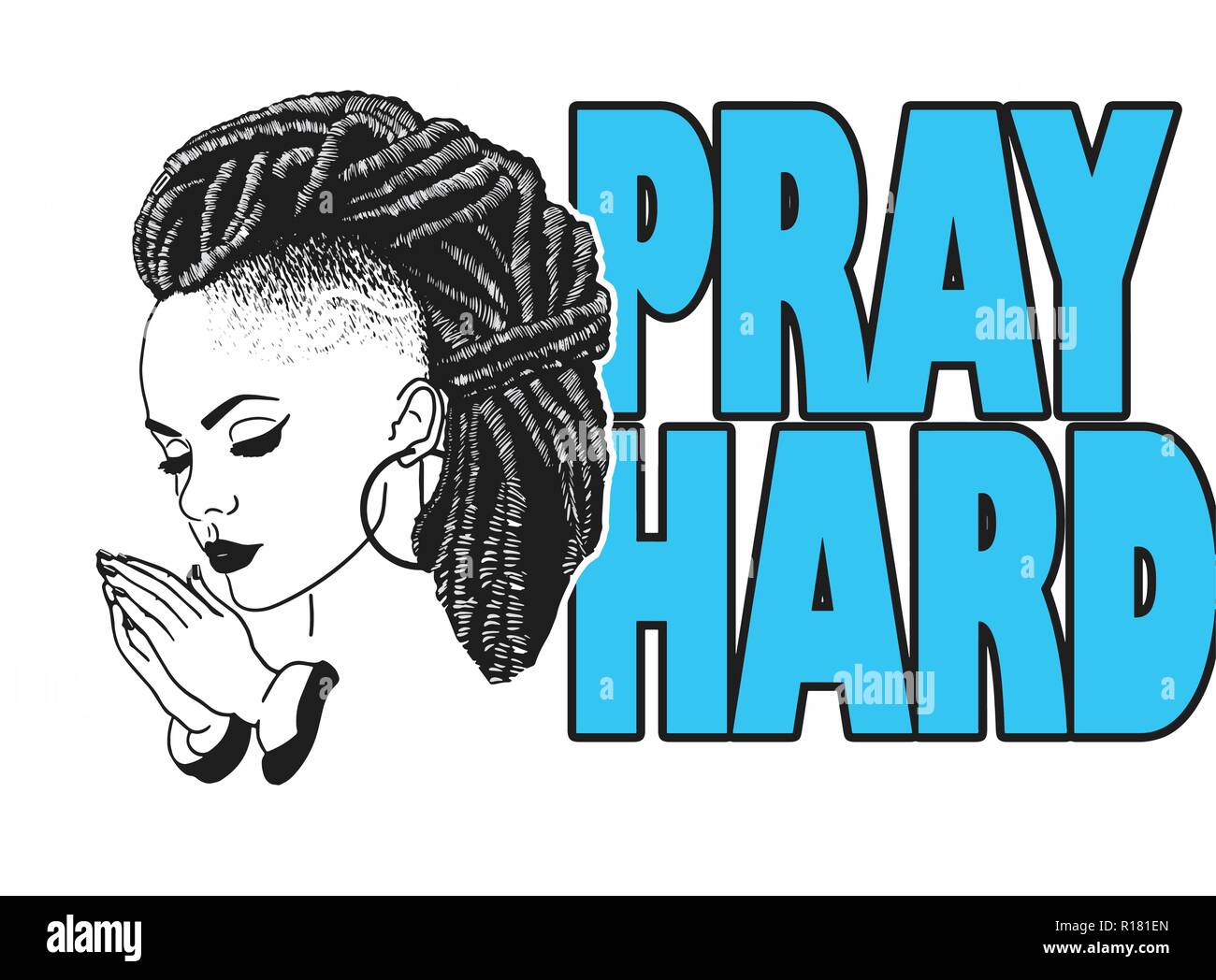 This are African American woman, Praying God, Life quoes Stock Vector