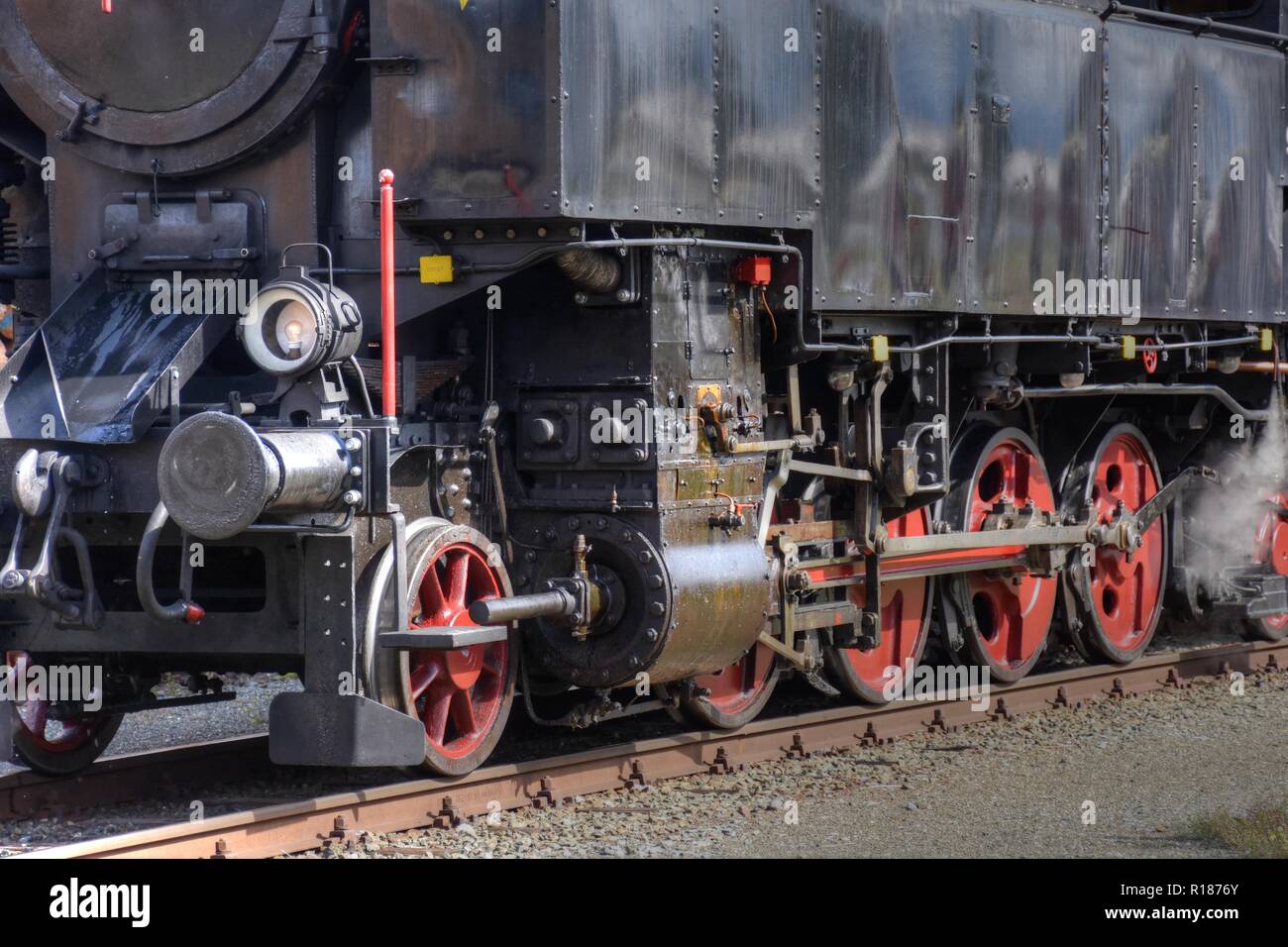 Österreich, Osttirol, Lienz, Pustertalbahn, Dampflok, Dampf, Sonderzug, Rauch, Baureihe, 93, BBÖ, Triebwerk, Zylinder, Luftpumpe, Tender, Laufrad, BBÖ Stock Photo