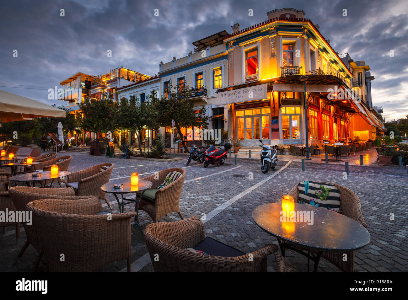 Athens, Greece November 07, 2018 Coffee shops and bars in Thissio