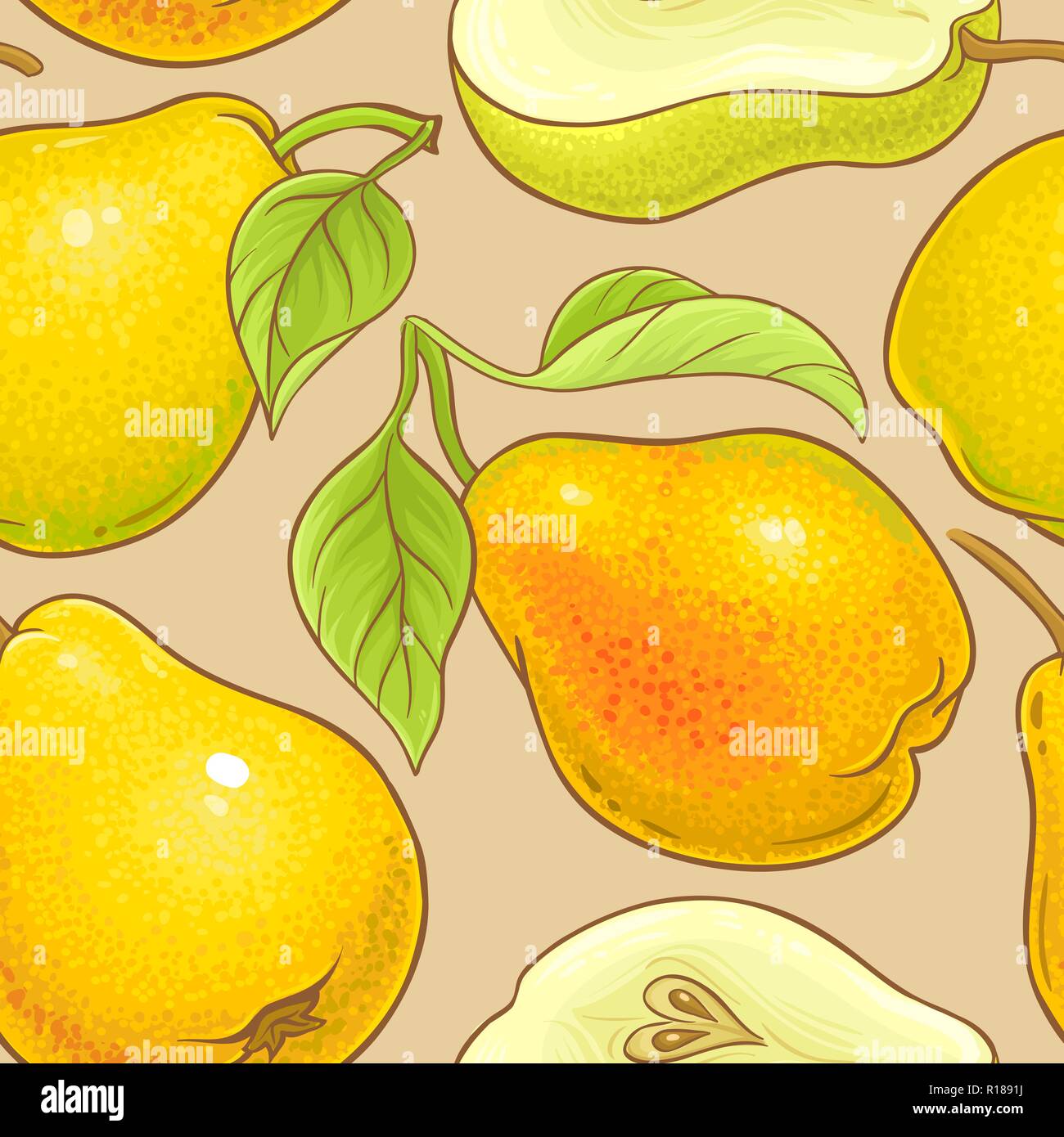 pear vector pattern on color background Stock Vector