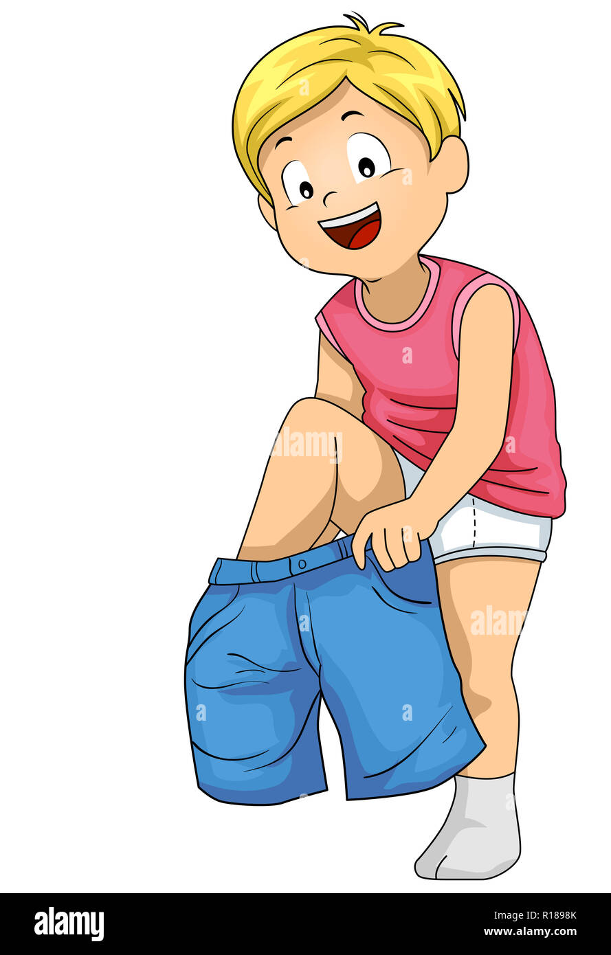 Illustration of a Kid Boy Wearing Shorts as Part of Class about Being
