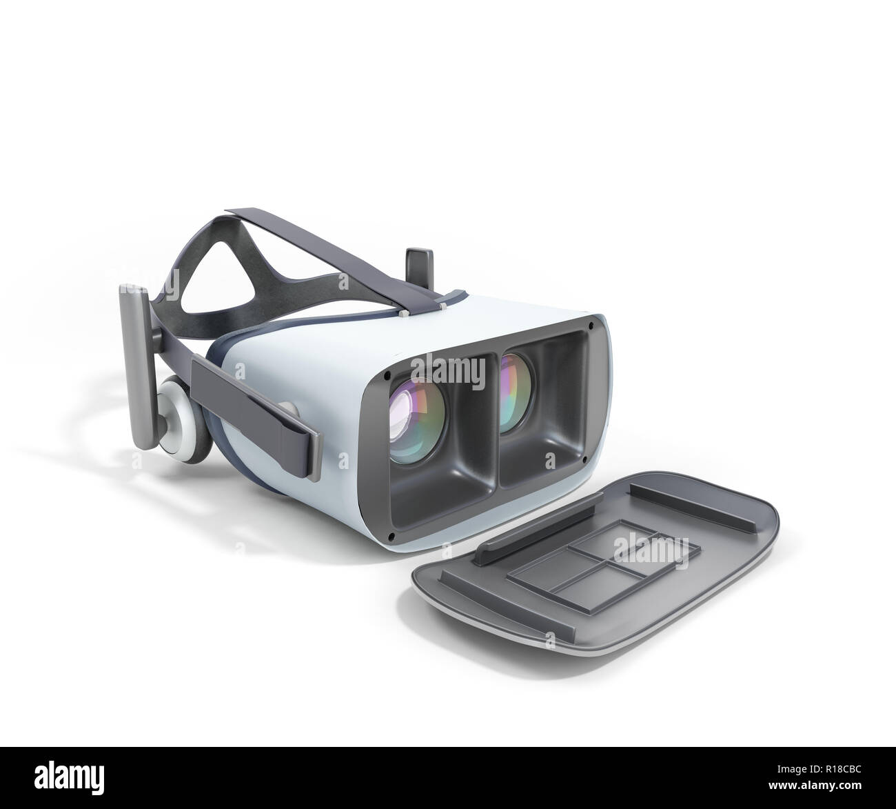 Black and White VR Virtual Reality Headset Isolated on White Background ...