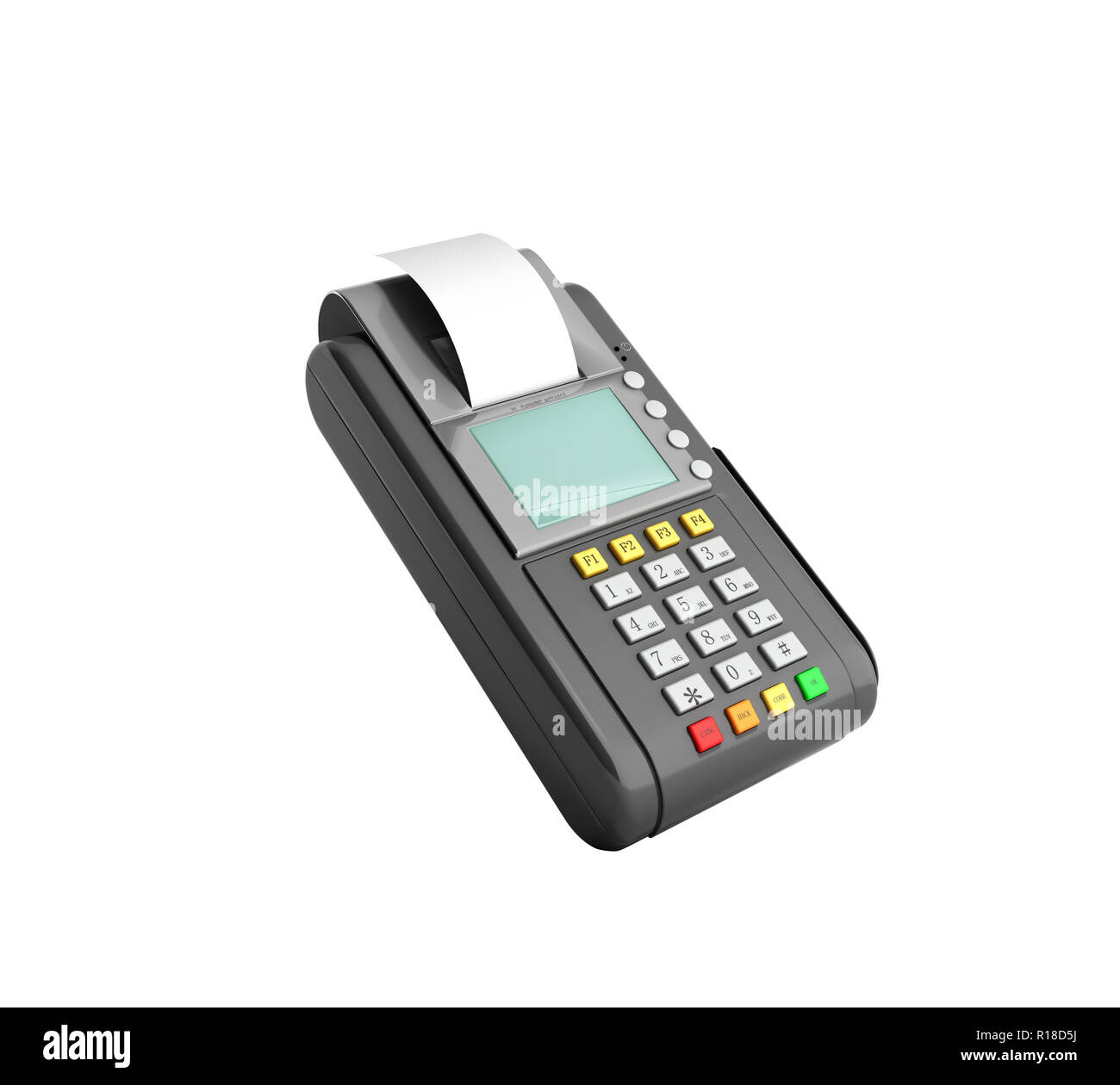 Credit Card trminal Machine 3D rendering on white no shadow Stock Photo