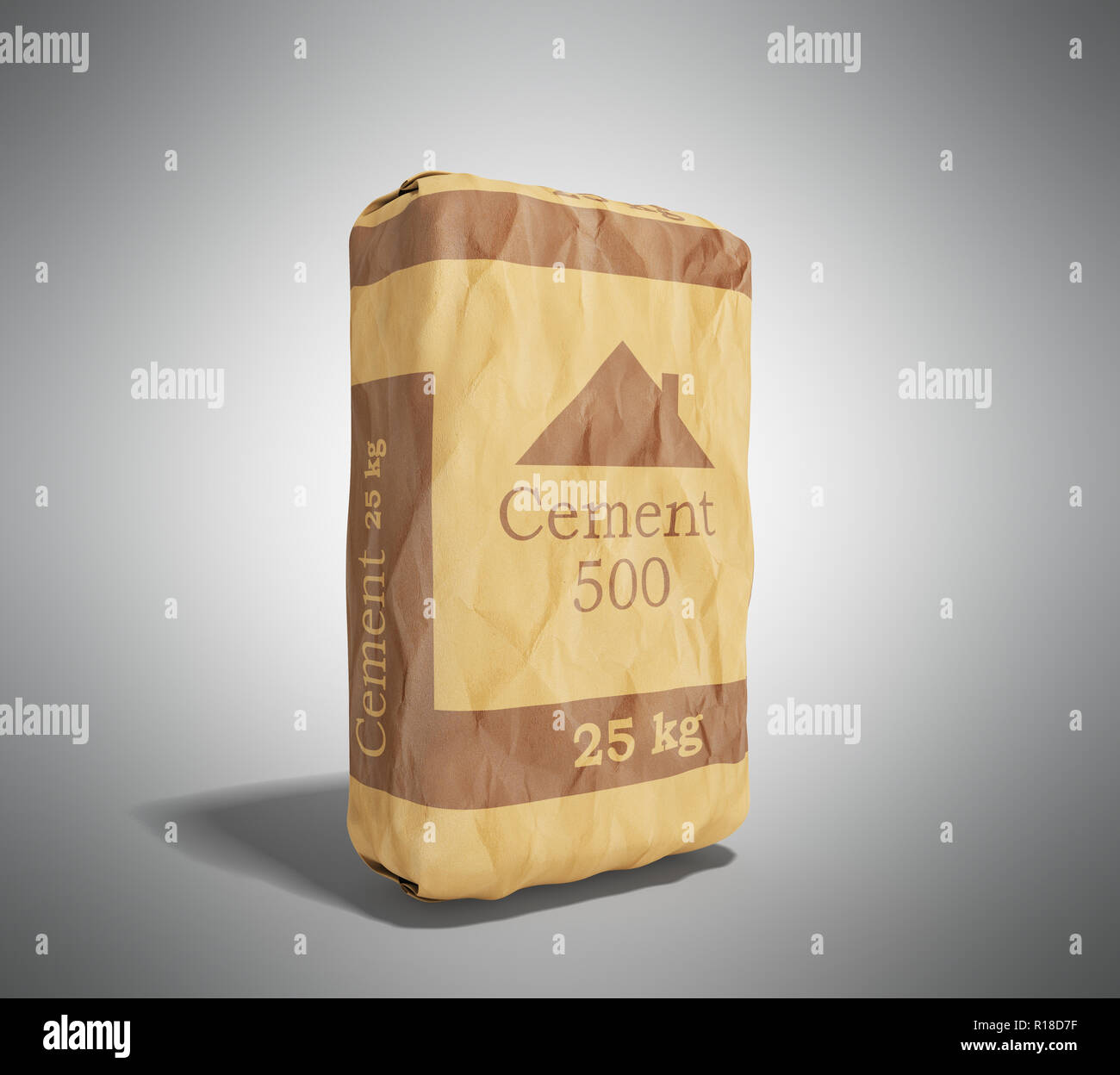 Cement bag on grey background 3D rendering image Stock Photo - Alamy