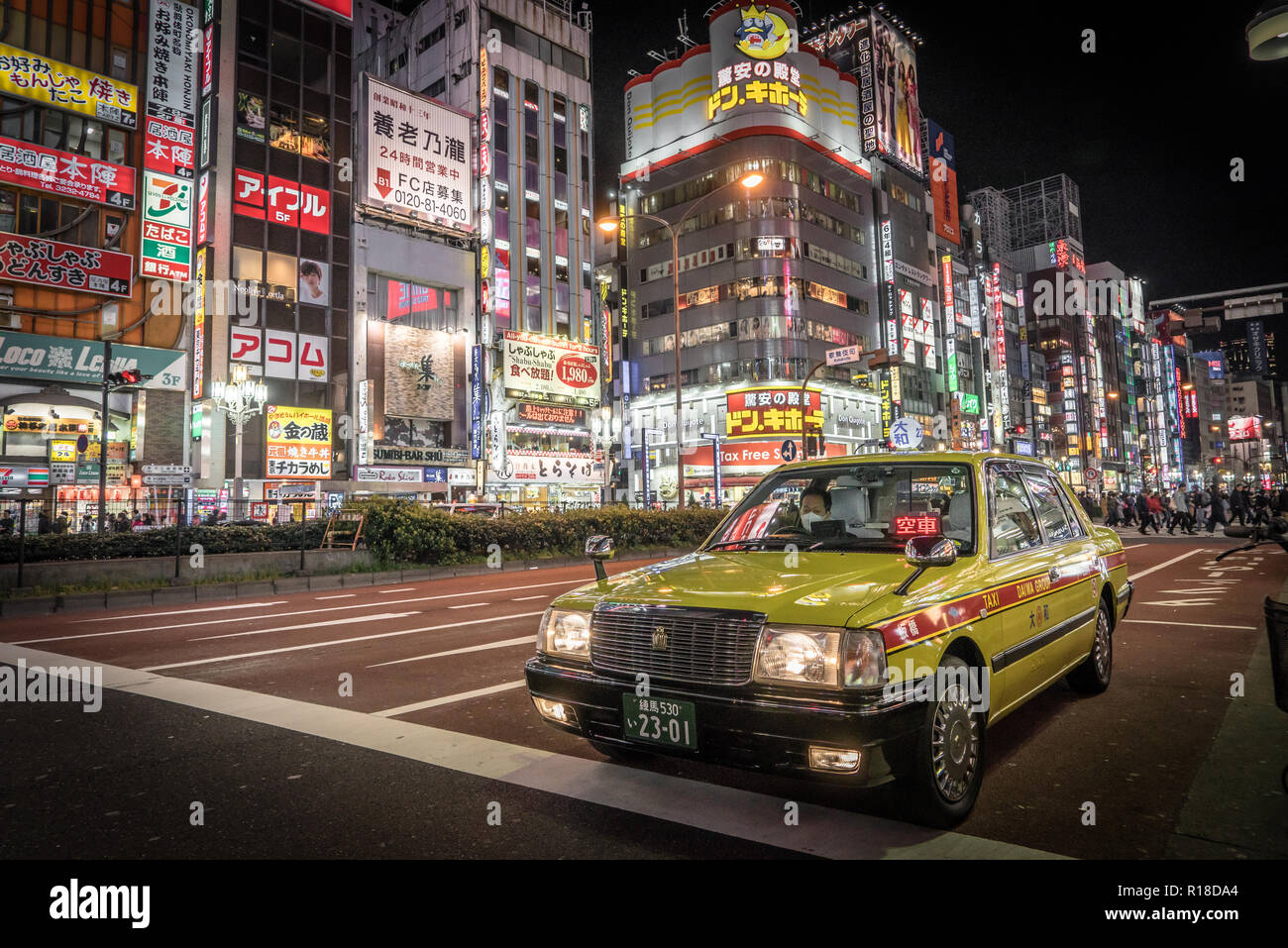 Taxi in Tokyo Stock Photo