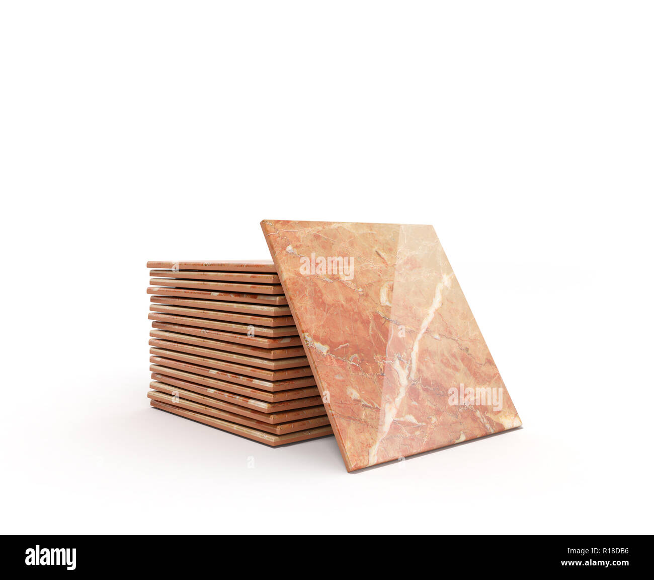 Stack of ceramic tile on a white background 3d illustration Stock Photo