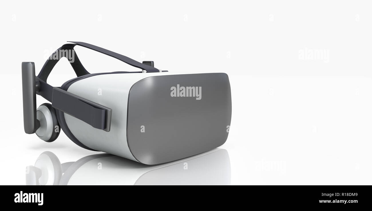 Black and White VR Virtual Reality Headset Isolated on White Background ...