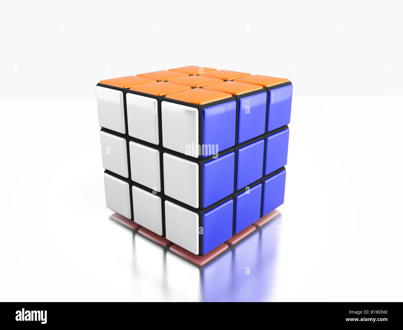 Rubik's cube 3d render on the white background Stock Photo - Alamy