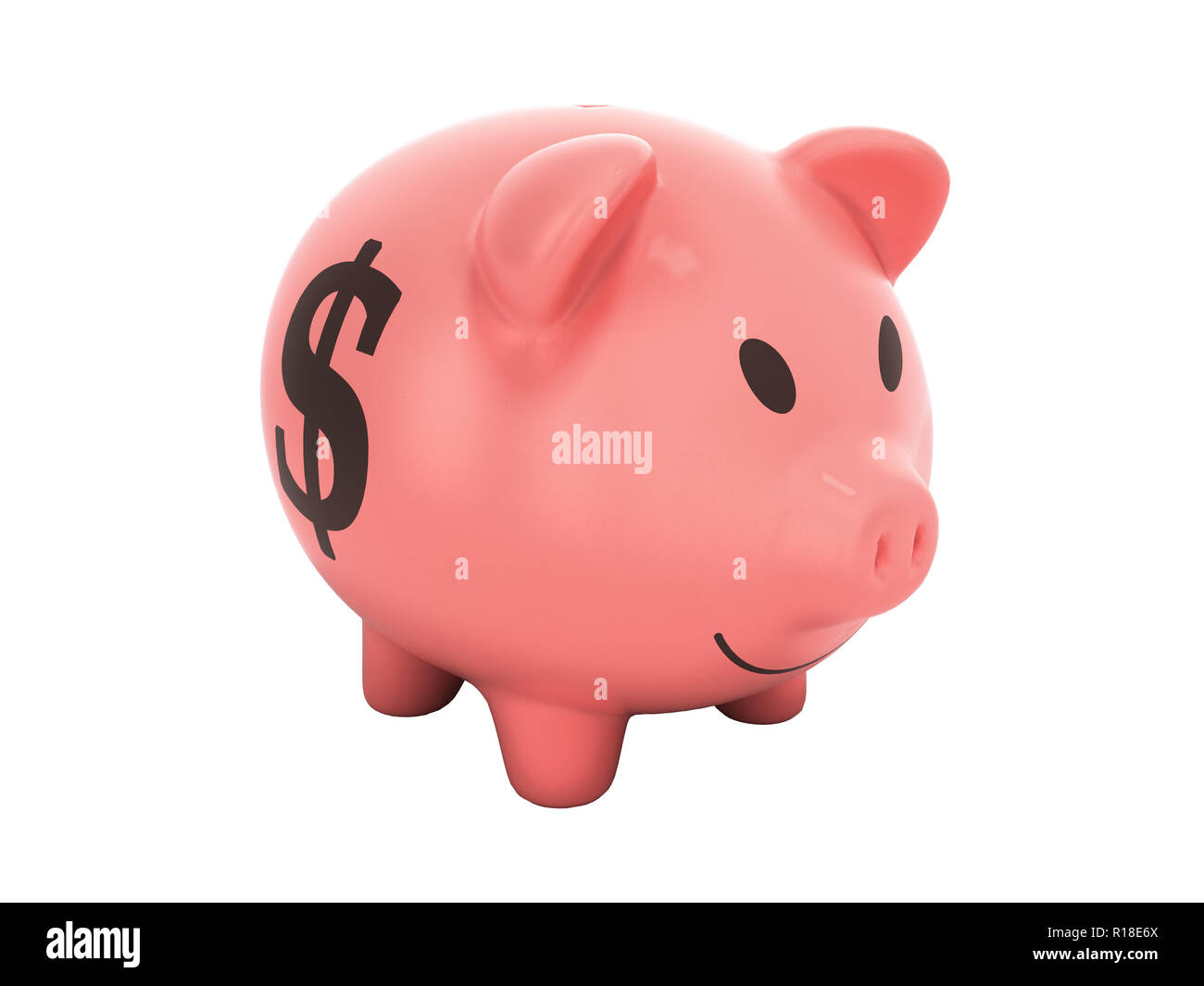 Money Piggy Bank 3d render on white background no shadow Stock Photo ...