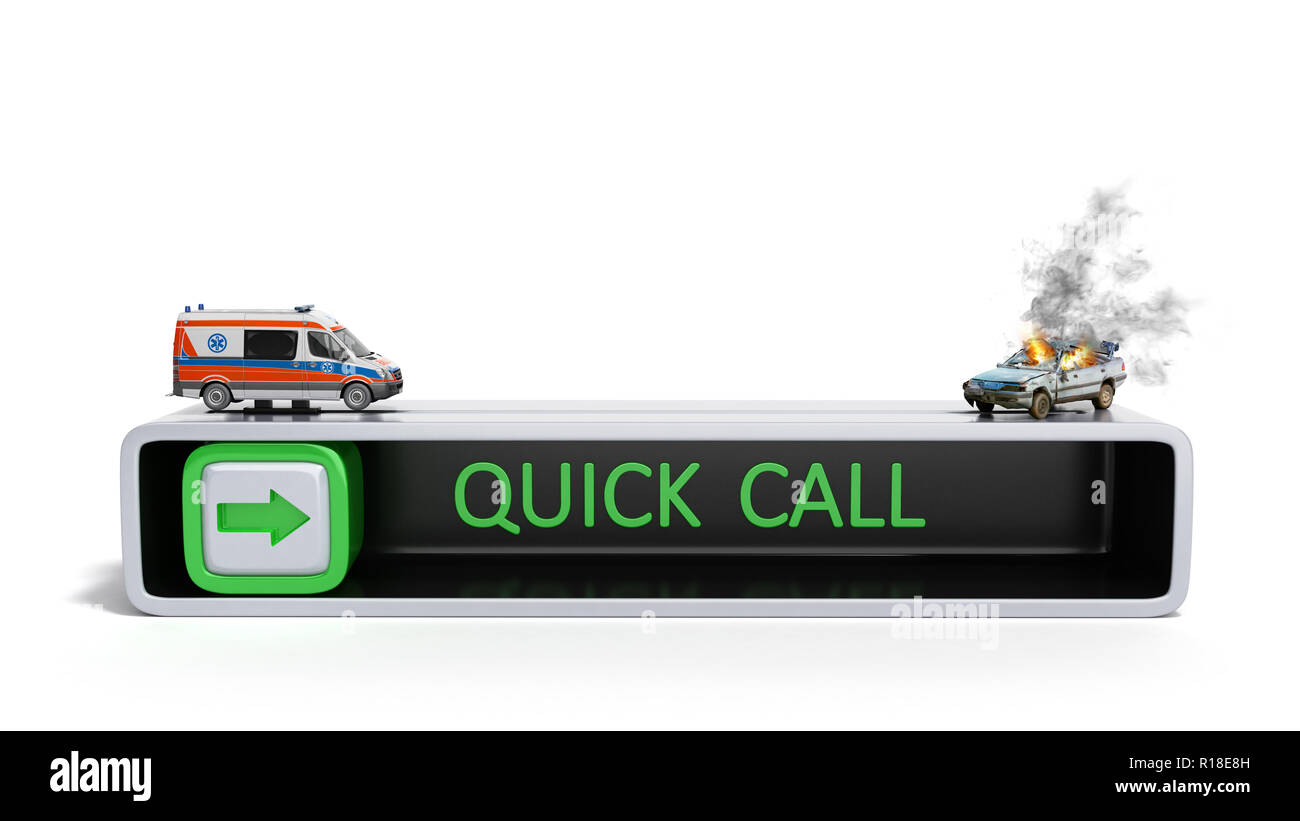 concept of quick call of ambulance 3d render on white Stock Photo - Alamy