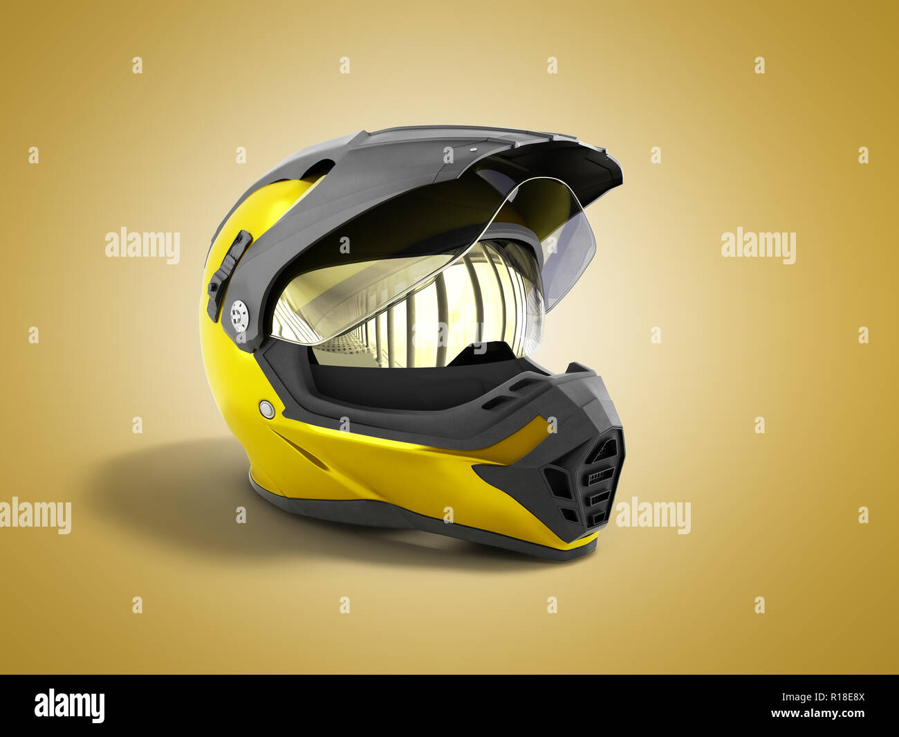 Download Yellow Motocross Helmet 3d Render On Yellow Background Stock Photo Alamy PSD Mockup Templates