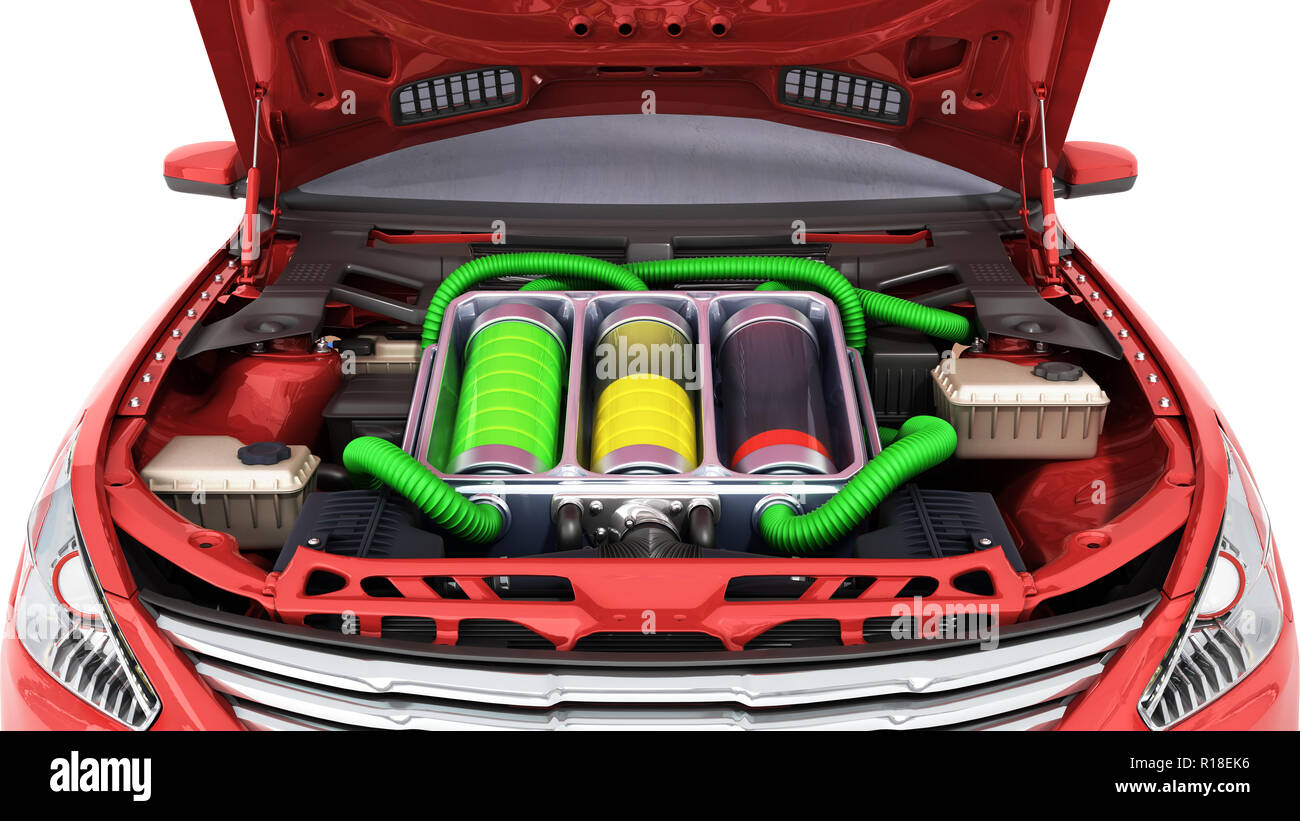 Electric car under the hood hires stock photography and images Alamy