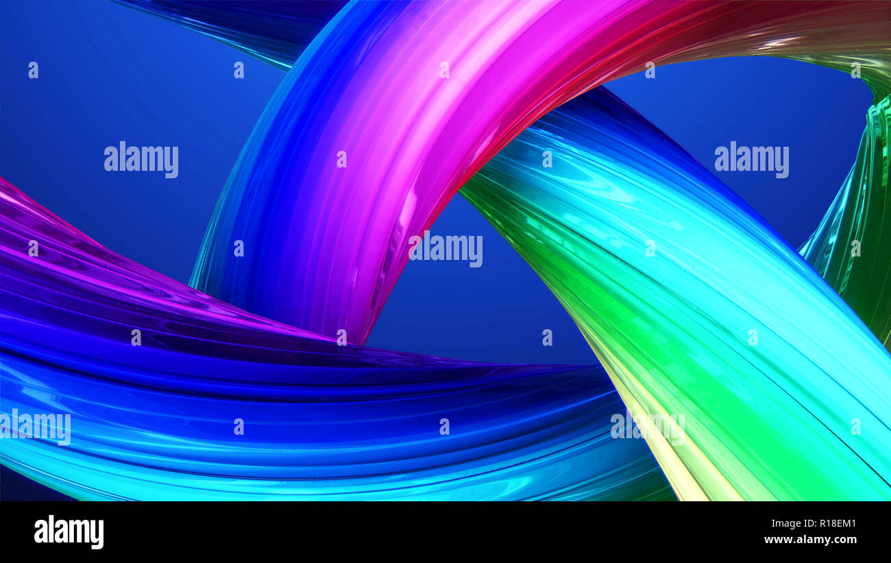 abstract background of twisted multicircular 3d lines Stock Photo