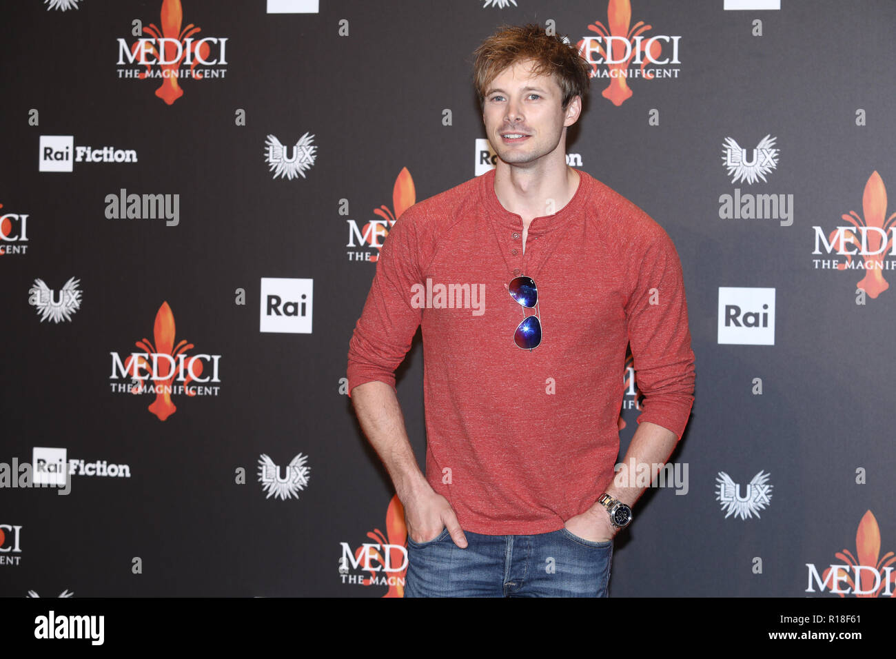 'Medici: Masters of Florence' TV show photocall  Featuring: Bradley James Where: Florence, Italy When: 10 Oct 2018 Credit: IPA/WENN.com  **Only available for publication in UK, USA, Germany, Austria, Switzerland** Stock Photo