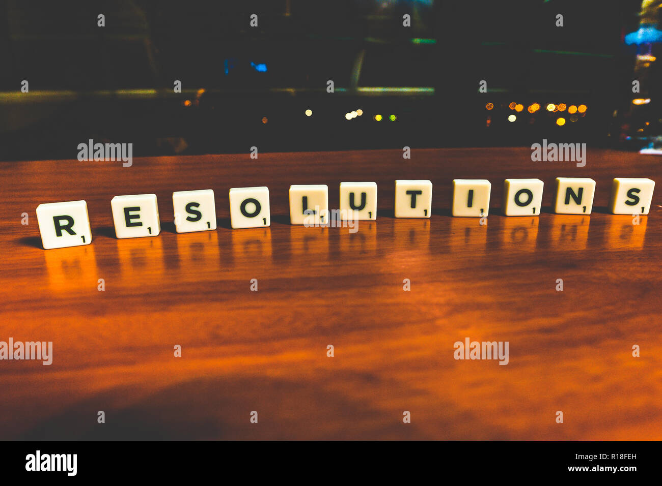 The word resolution in scrabble letters Stock Photo - Alamy