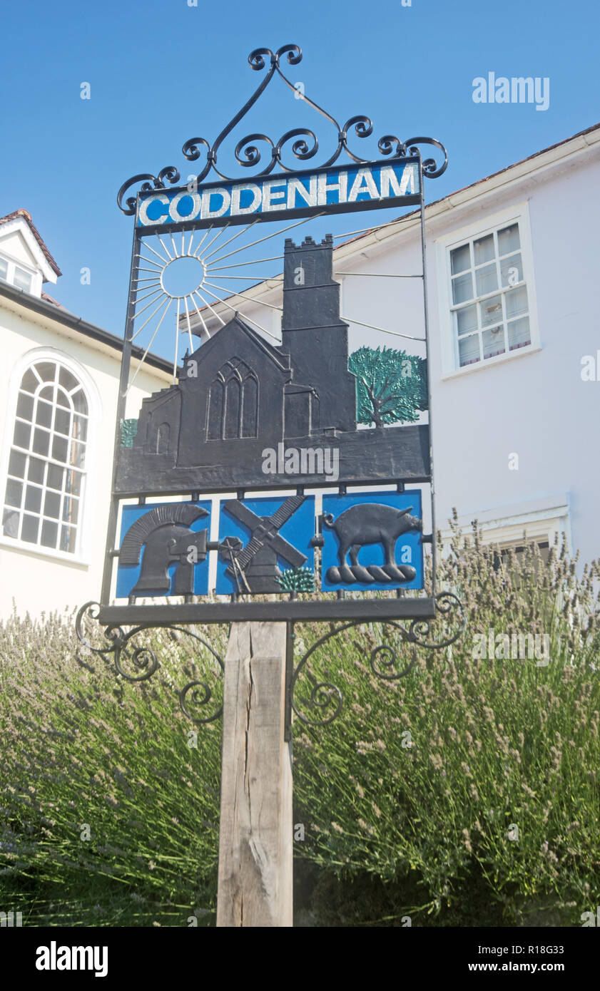 Coddenham Village Sign Suffolk Stock Photo
